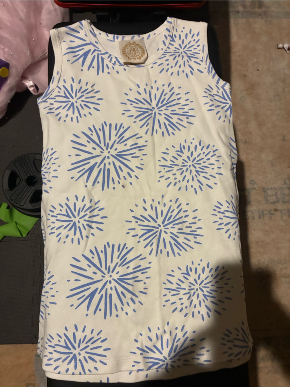 The Beaufort Bonnet Company Tank Top Dress with Blue Burst Print size 5 Girls - Picture 2 of 4